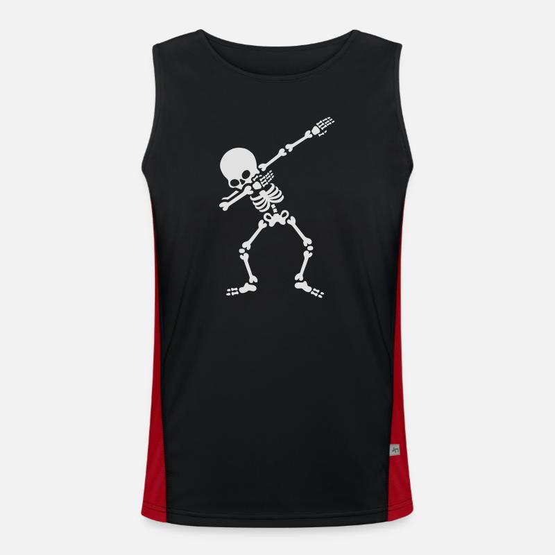 Dabbing skeleton dab dance Halloween - Men's Functional Contrast Tank Top - black/red