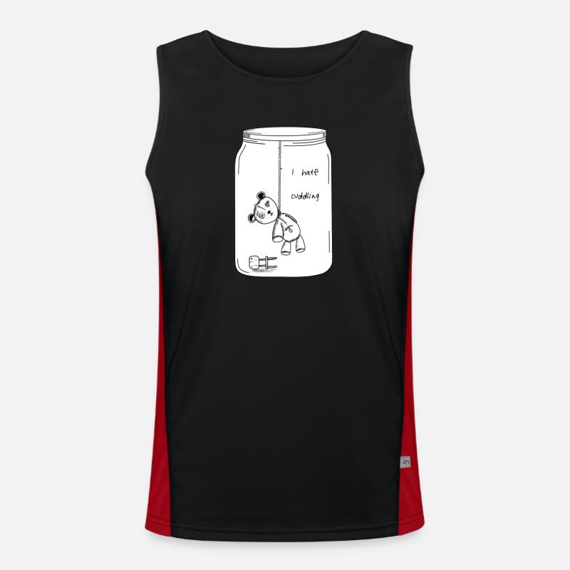 I hate cuddling (BW Version) - Men's Functional Contrast Tank Top  - black/red