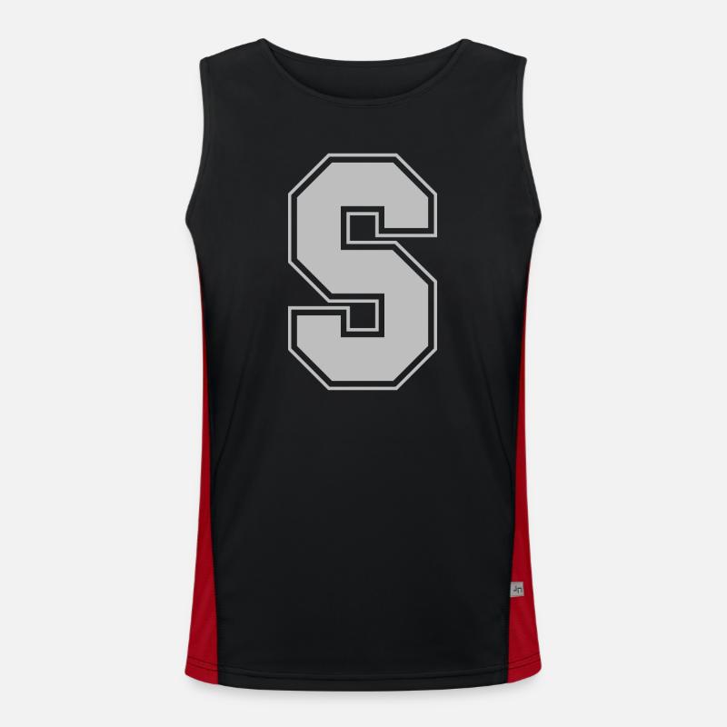 Monogramme gris vert College House initiale S Débardeur respirant contrasté Homme 