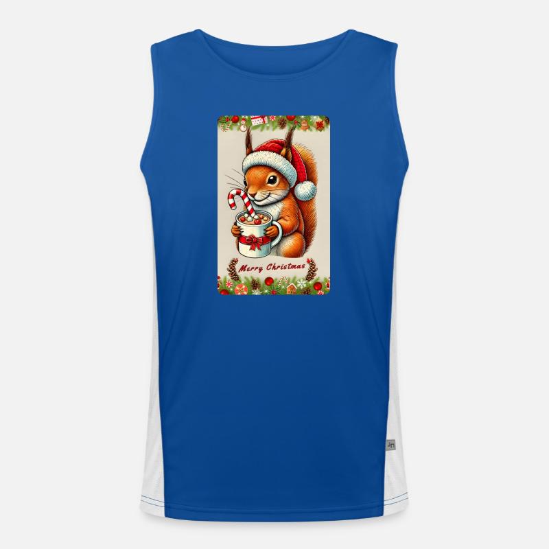 Weihnachts-Eichhörnchen mit heißer Schokolade Funktionelles Kontrast-Tank Top für Männer 