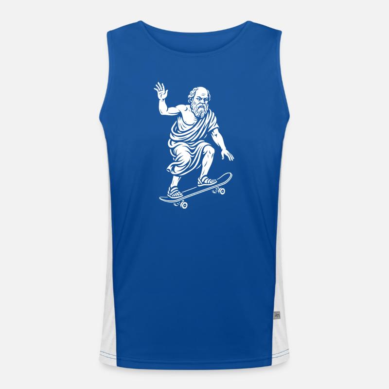 Ancient Philosopger Socrates on a Skateboard Men's Functional Contrast Tank Top 