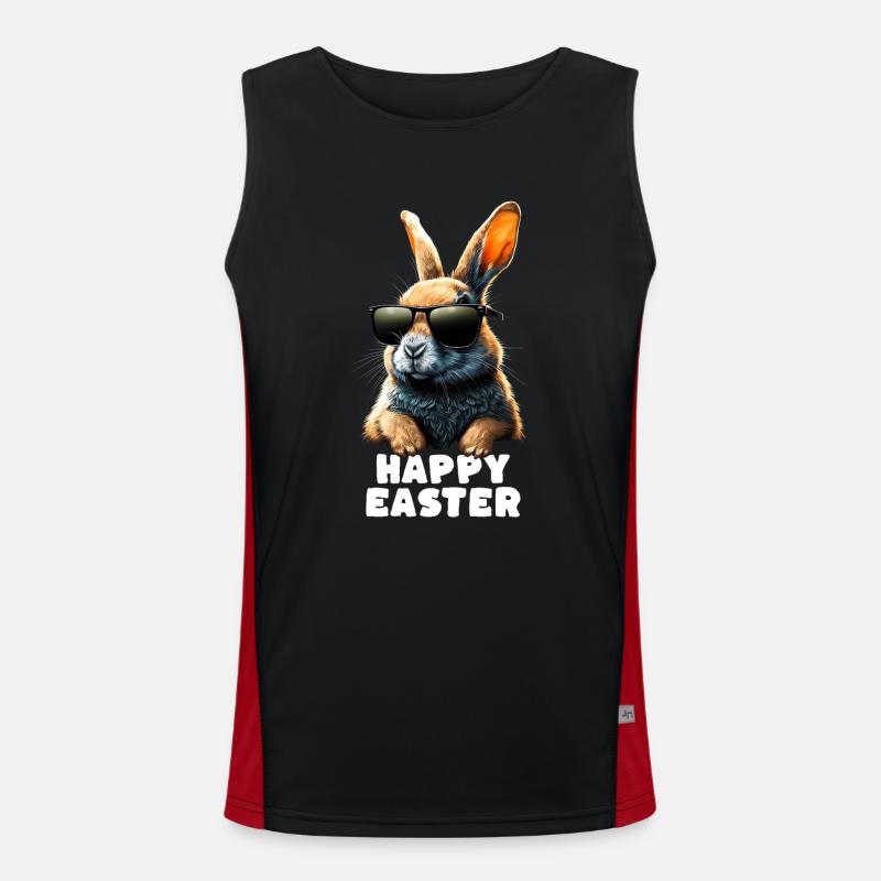 Cool Rabbit - Happy Easter - Men's Functional Contrast Tank Top  - black/red