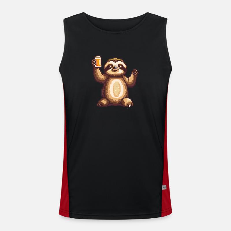 Faultier Bier Pixel Funktionelles Kontrast-Tank Top für Männer 