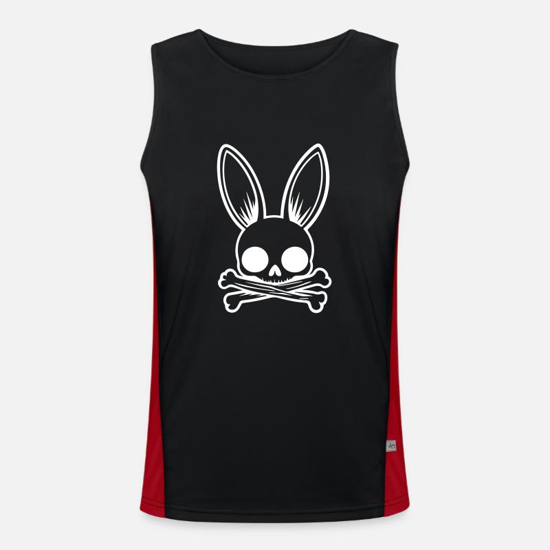 Bunny Funny Easter Skull - Men's Functional Contrast Tank Top - black/red