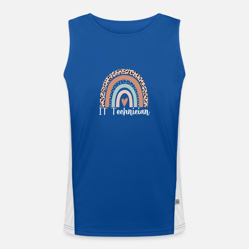 IT Technician Rainbow Leopard Funny IT Technician Men's Functional Contrast Tank Top 