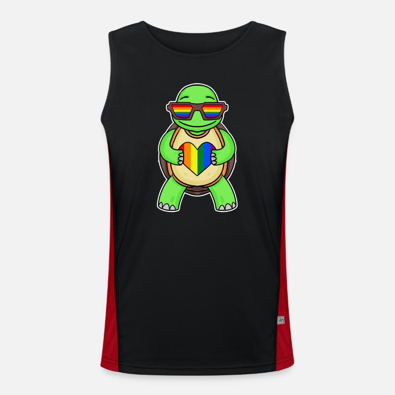 Rainbow Turtle - Men's Functional Contrast Tank Top - black/red