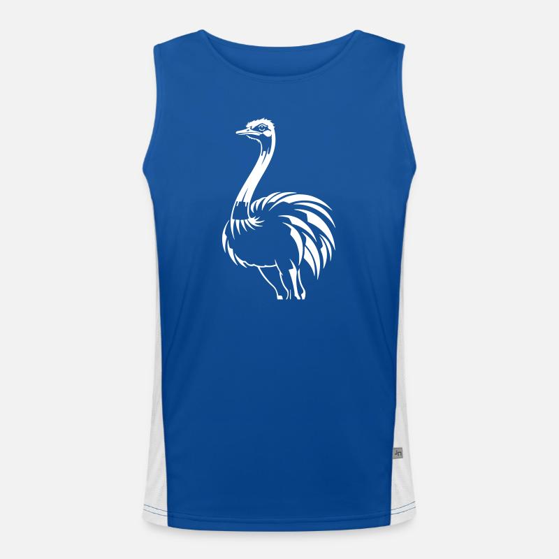 Schwarz Weiß Emu Strauss Strauß Silhouette vector Funktionelles Kontrast-Tank Top für Männer 