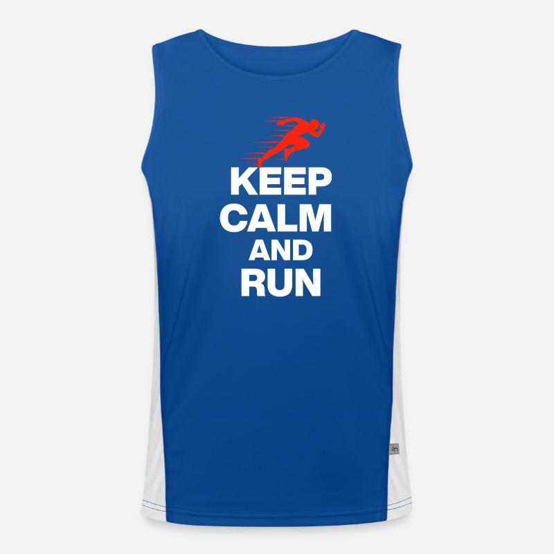 KEEP CALM AND RUN! Funktionelles Kontrast-Tank Top für Männer 