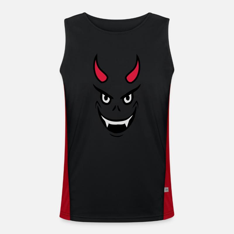 Evil Devil Face Design - Men's Functional Contrast Tank Top  - black/red