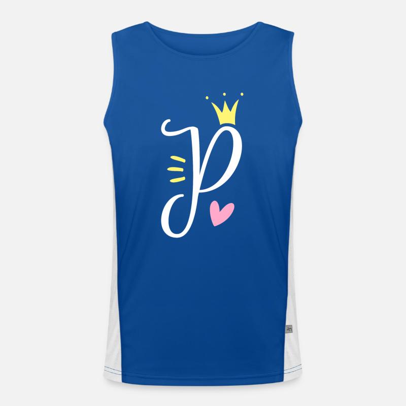 Letter P Initial Letter Crown Men's Functional Contrast Tank Top 