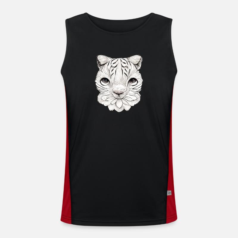 Kleine Katze im Comic Style Funktionelles Kontrast-Tank Top für Männer 