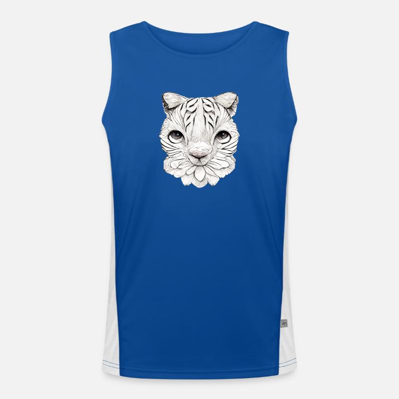 Kleine Katze im Comic Style Funktionelles Kontrast-Tank Top für Männer 