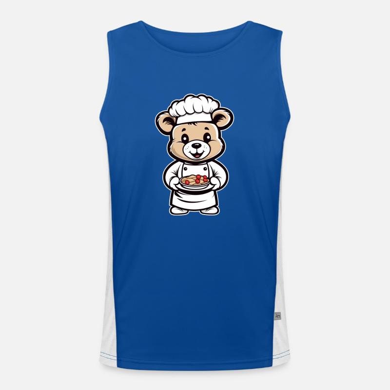 Cute chef chef teddy bear in the kitchen Men's Functional Contrast Tank Top 