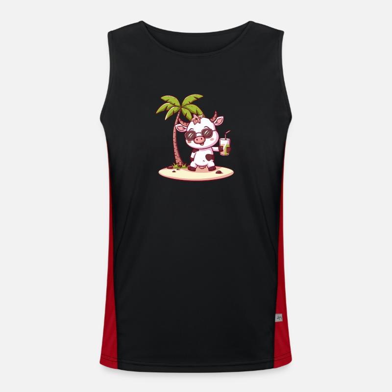 Kuh Sommer Strand Comic Funktionelles Kontrast-Tank Top für Männer 