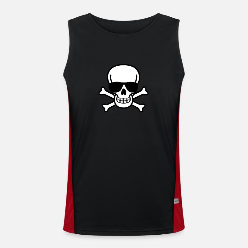 Totenkopf und Sonnenbrille 2farbig Funktionelles Kontrast-Tank Top für Männer 