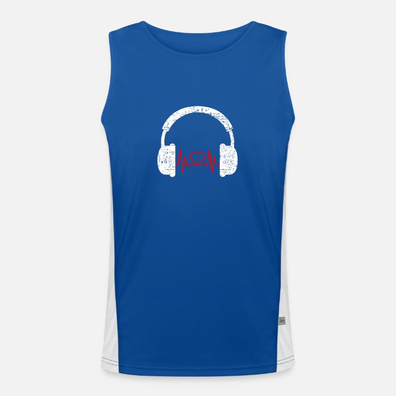 Kopfhörer Herzschlag DJ Musik Geschenk Shirt Funktionelles Kontrast-Tank Top für Männer 