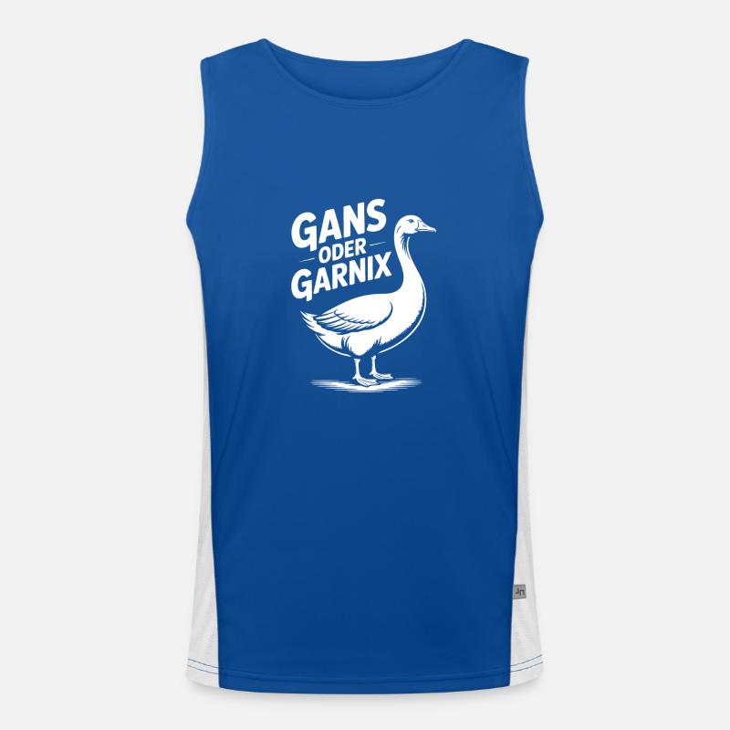 Gans oder garnix Gans und lustiger Spruch Funktionelles Kontrast-Tank Top für Männer 