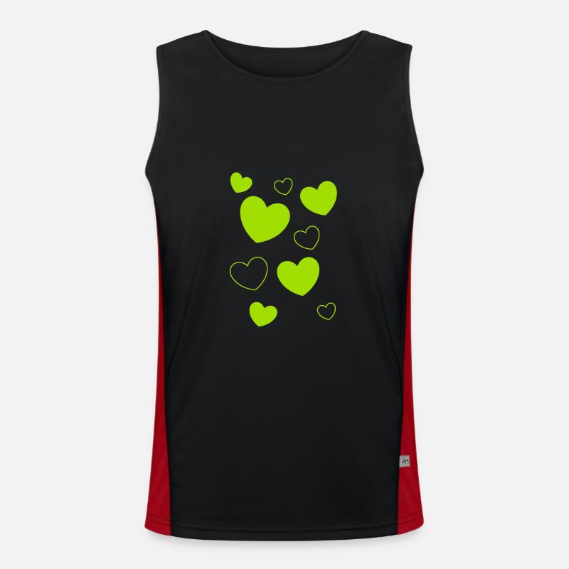 Heart Green Heart Pattern Green Heart Pattern Green Heart Pattern Men's Functional Contrast Tank Top 