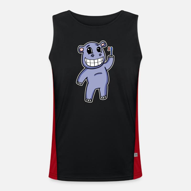 Hippo with toothbrush - Men's Functional Contrast Tank Top  - black/red