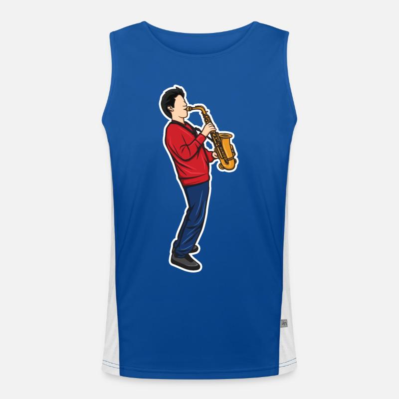 Lustiger Saxophonjunge Funktionelles Kontrast-Tank Top für Männer 