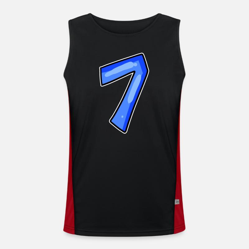 Number 7 Number - Men's Functional Contrast Tank Top  - black/red