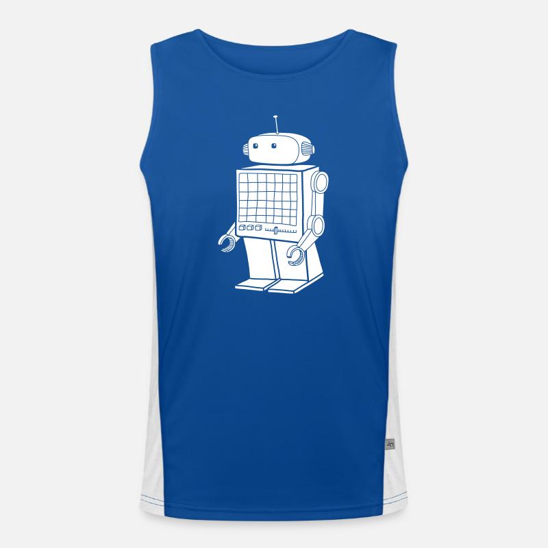 Retro Roboter – Vintage KI Android Design Funktionelles Kontrast-Tank Top für Männer 