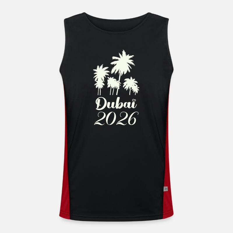 Dubai Palm Trees 2026 Script - Men's Functional Contrast Tank Top  - black/red