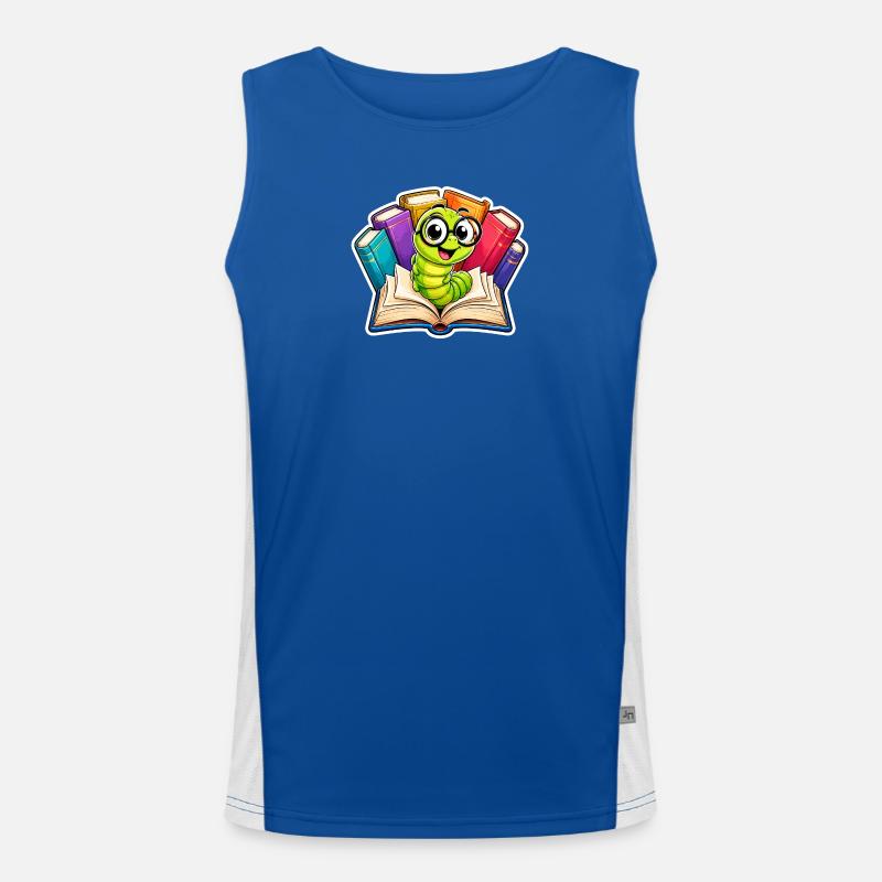 Fröhlicher Bücherwurm Funktionelles Kontrast-Tank Top für Männer 
