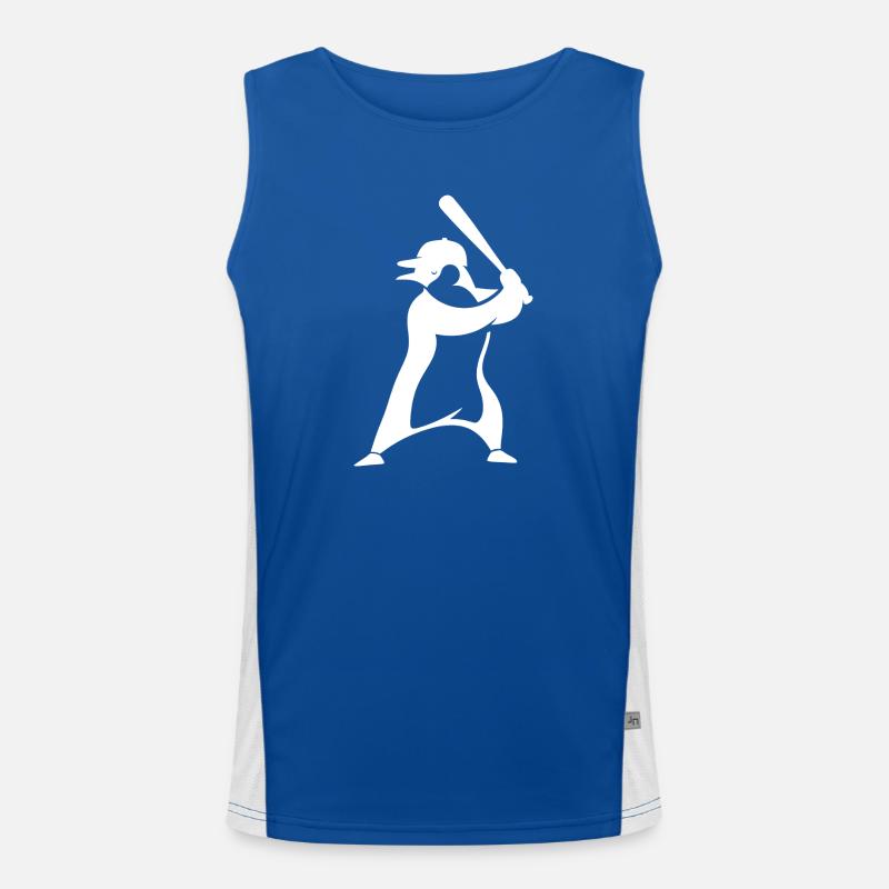 Penguin Baseball Player Silhouette Minimalist Men's Functional Contrast Tank Top 