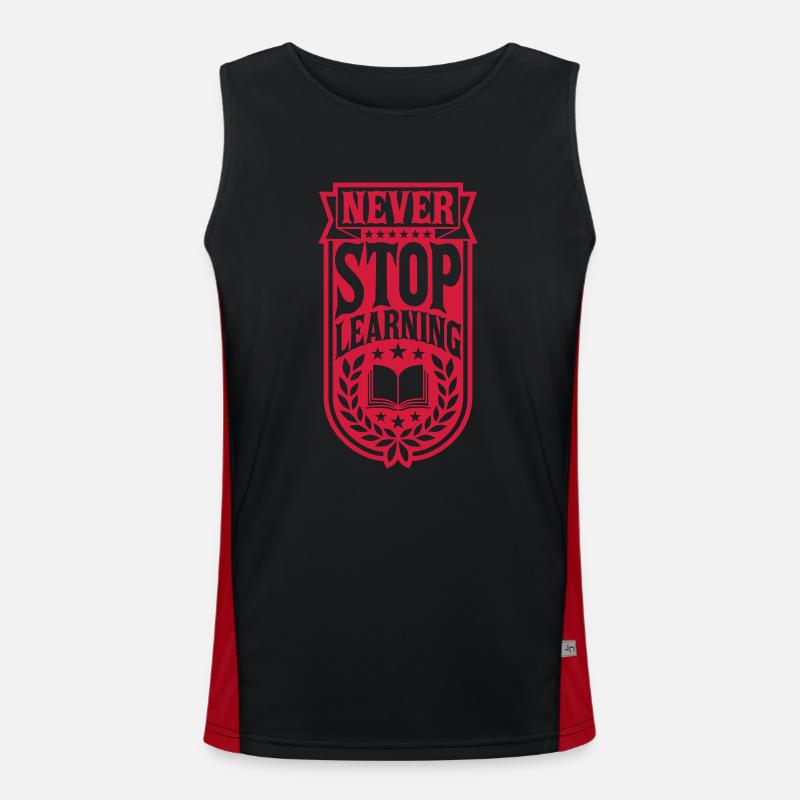 never stop learning Zitat Funktionelles Kontrast-Tank Top für Männer 