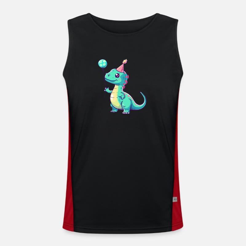Dinosaur brontosaurus birthday comic Men's Functional Contrast Tank Top 
