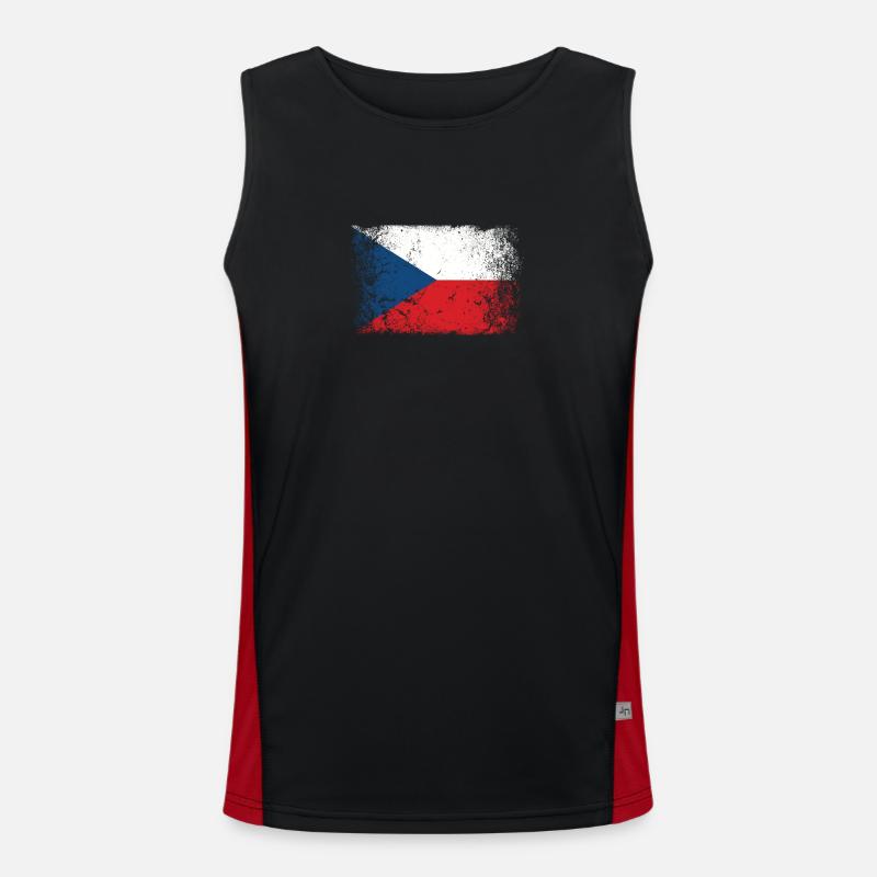 République tchèque Drapeau tchèque Vintage Débardeur respirant contrasté Homme 