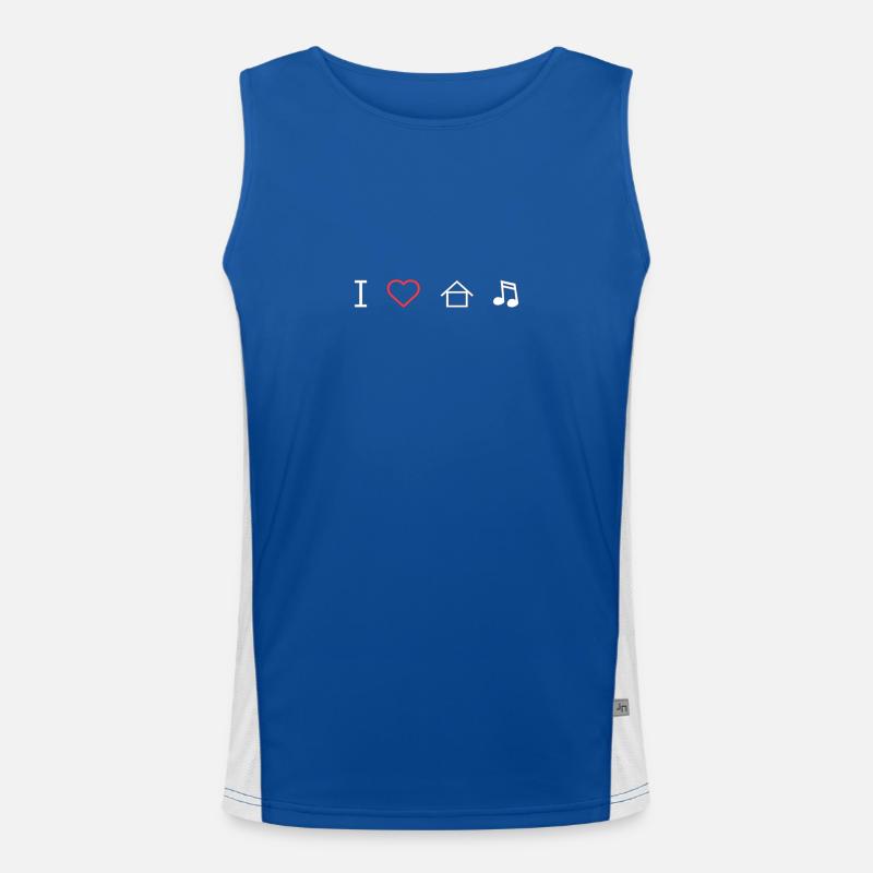 Ich liebe House Musik Geschenk Idee Funktionelles Kontrast-Tank Top für Männer 