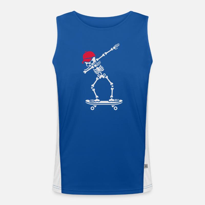 Dab dabbing skeleton skateboard skater Funktionelles Kontrast-Tank Top für Männer 