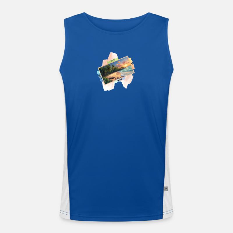 Nature plage image mignon design d’été Débardeur respirant contrasté Homme 