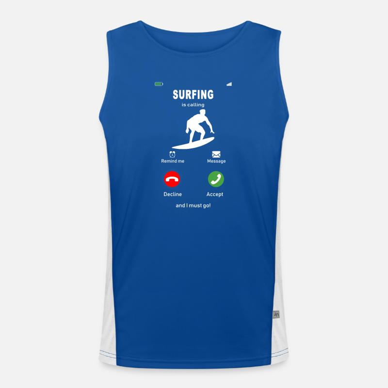 surfing is calling Funktionelles Kontrast-Tank Top für Männer 