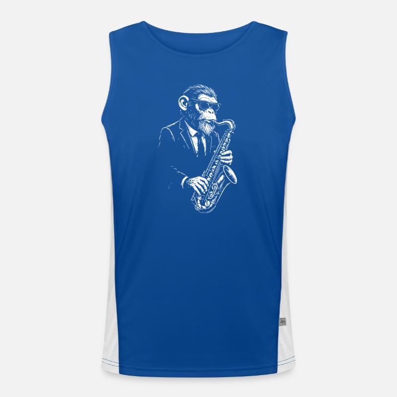Jazz-Saxophon-Affe im Anzug Funktionelles Kontrast-Tank Top für Männer 