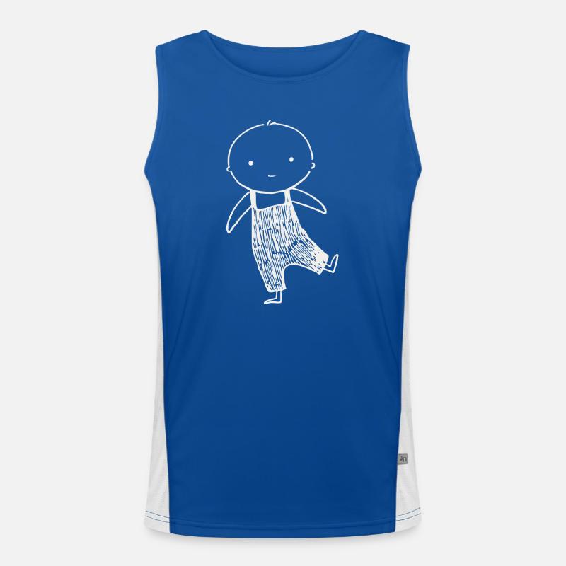 Tiny Doodle in Overalls Men's Functional Contrast Tank Top 