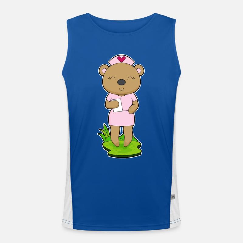 Bär Krankenschwester Notizzettel Funktionelles Kontrast-Tank Top für Männer 