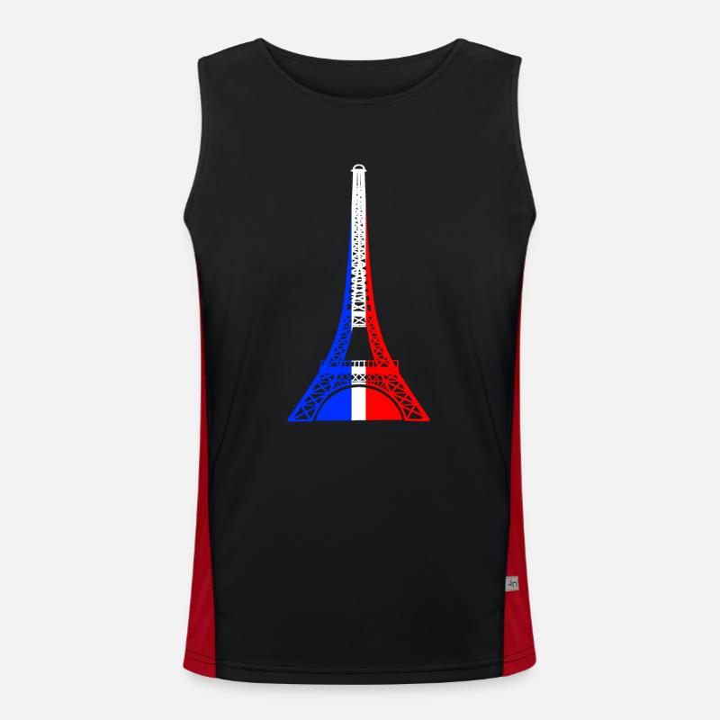 Tour Eiffel drapeau Français bleu blanc rouge Débardeur respirant contrasté Homme 