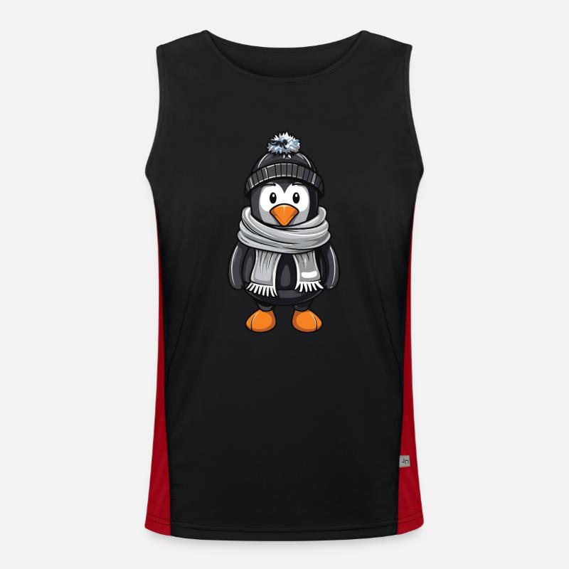 Pinguin Winter Comic Funktionelles Kontrast-Tank Top für Männer 
