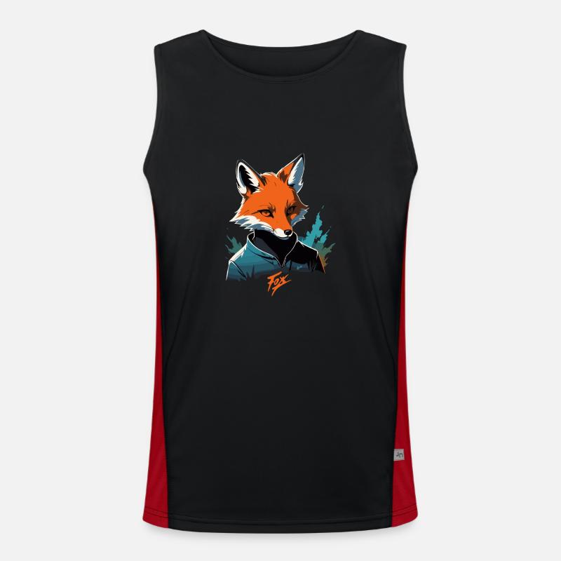 Fox Cartoon Cool Bunt mit Pullover Agent Funktionelles Kontrast-Tank Top für Männer 