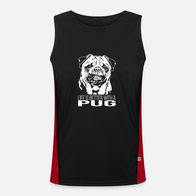 Pug life is better Mops Hunde Wilsigns Funktionelles Kontrast-Tank Top für Männer 