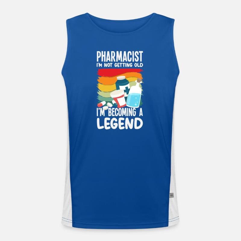 Retro Wird Nicht Alt Legende Apothekerin Apotheke Funktionelles Kontrast-Tank Top für Männer 