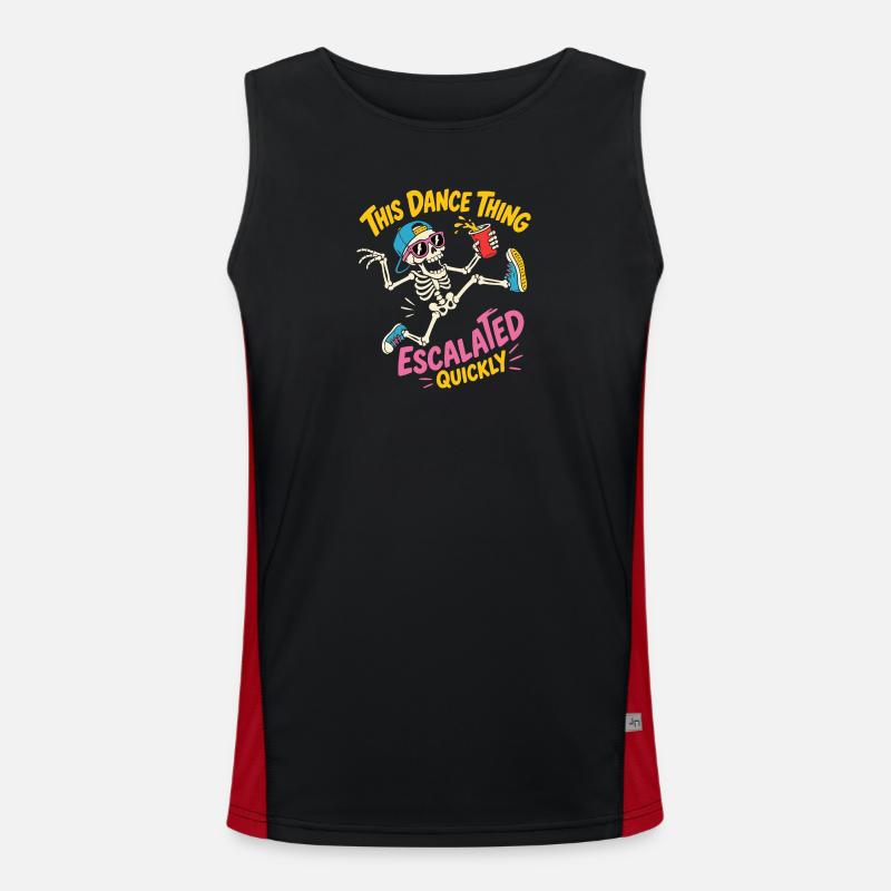 Dancing Skeleton Escalated Quickly Party - Men's Functional Contrast Tank Top  - black/red