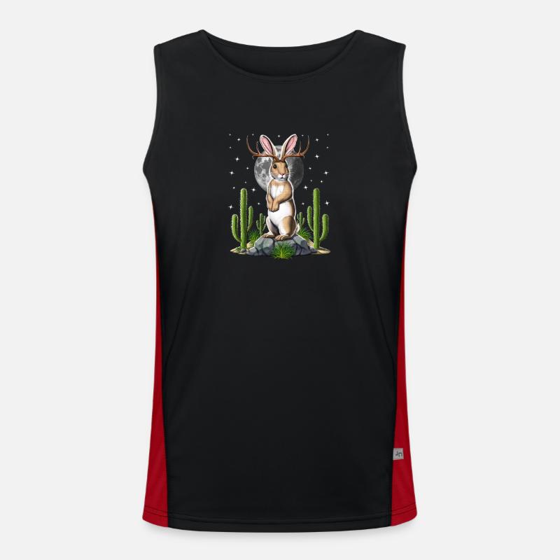 Jackalope Rabbit - Men's Functional Contrast Tank Top  - black/red