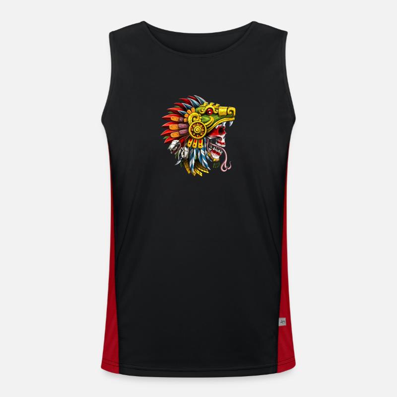 Aztec Serpent Skull Warrior Men's Functional Contrast Tank Top 