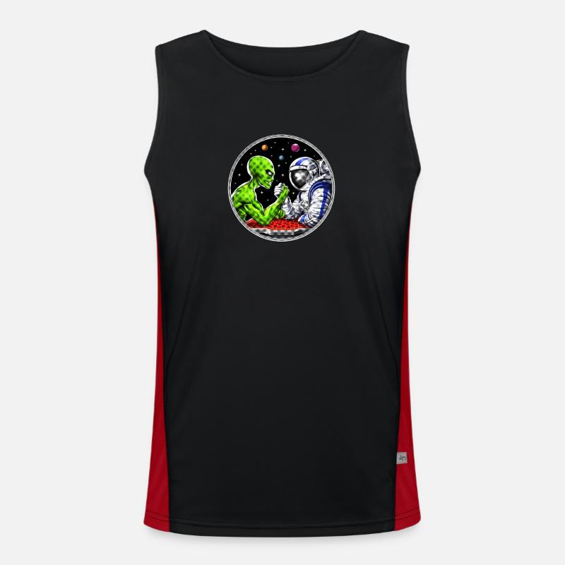 Alien Astronaut Arm Wrestling - Men's Functional Contrast Tank Top  - black/red