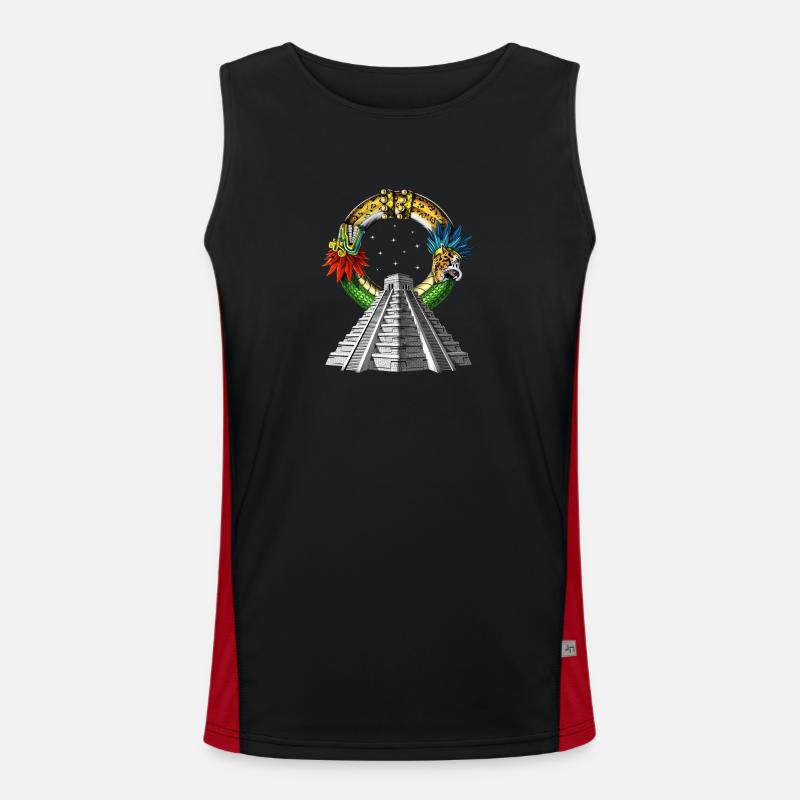 Antike aztekische Pyramide Funktionelles Kontrast-Tank Top für Männer 