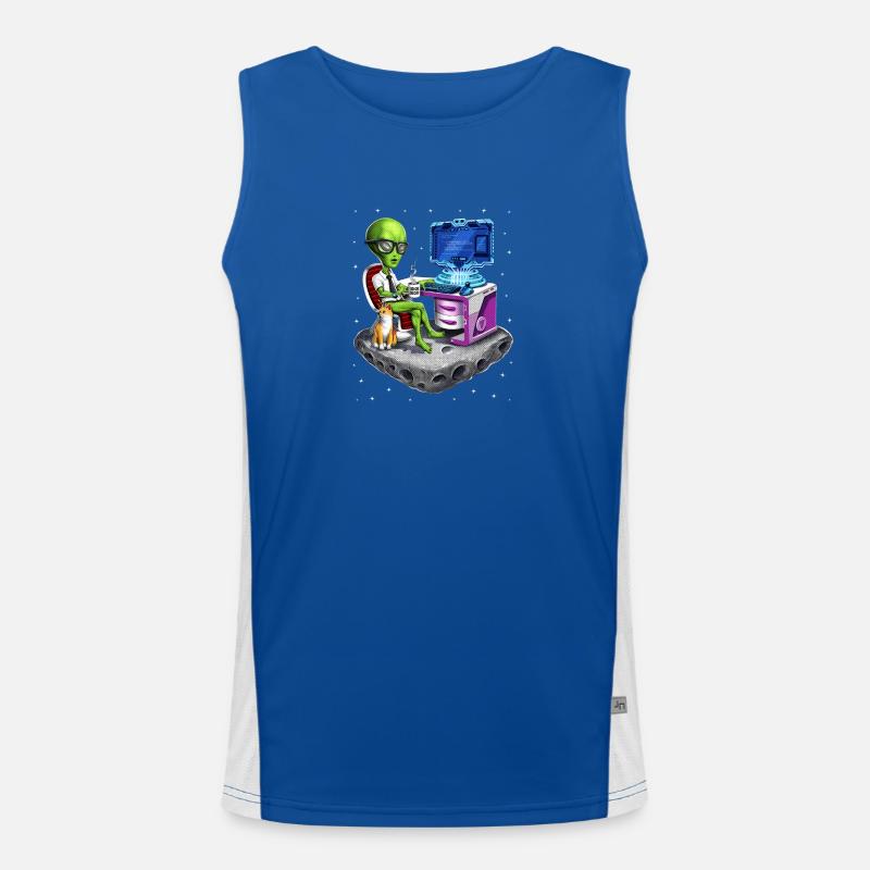 Space Alien Programmer Men's Functional Contrast Tank Top 
